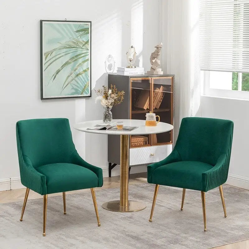 Velvet Dining Chairs Set of 8, Modern Glam Tufted Chairs with Gold Accents, 250 lbs Capacity Each