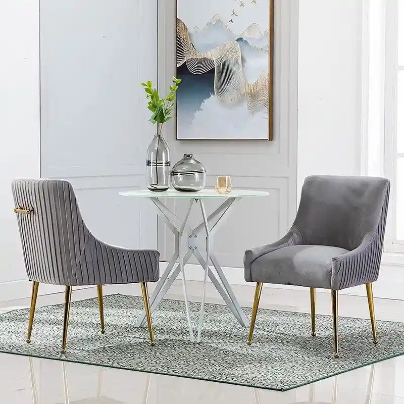 Velvet Dining Chairs Set of 8, Modern Glam Tufted Chairs with Gold Accents, 250 lbs Capacity Each