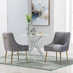 Velvet Dining Chairs Set of 8, Modern Glam Tufted Chairs with Gold Accents, 250 lbs Capacity Each