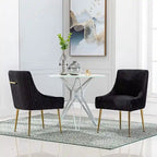 Velvet Dining Chairs Set of 8, Modern Glam Tufted Chairs with Gold Accents, 250 lbs Capacity Each