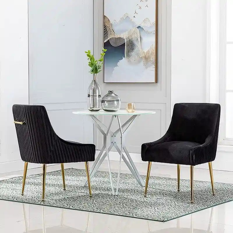 Velvet Dining Chairs Set of 8, Modern Glam Tufted Chairs with Gold Accents, 250 lbs Capacity Each