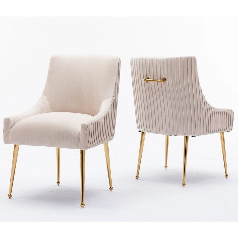 Velvet Dining Chairs Set of 8, Modern Glam Tufted Chairs with Gold Accents, 250 lbs Capacity Each