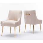 Velvet Dining Chairs Set of 8, Modern Glam Tufted Chairs with Gold Accents, 250 lbs Capacity Each