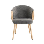 Modern Dining Chairs Set of 2 with Wooden Armrests, Chenille Upholstered, 265 lbs Capacity, Natural Finish