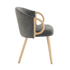 Modern Dining Chairs Set of 2 with Wooden Armrests, Chenille Upholstered, 265 lbs Capacity, Natural Finish