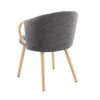 Modern Dining Chairs Set of 2 with Wooden Armrests, Chenille Upholstered, 265 lbs Capacity, Natural Finish