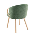 Modern Dining Chairs Set of 2 with Wooden Armrests, Chenille Upholstered, 265 lbs Capacity, Natural Finish