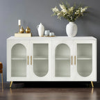 60" Wood TV Stand for 65" TVs - Storage Cabinet, Adjustable Shelves, Gold-Plated Legs, Vintage Medieval Style