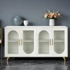 60" Wood TV Stand for 65" TVs - Storage Cabinet, Adjustable Shelves, Gold-Plated Legs, Vintage Medieval Style