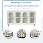 60" Wood TV Stand for 65" TVs - Storage Cabinet, Adjustable Shelves, Gold-Plated Legs, Vintage Medieval Style