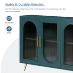 60" Wood TV Stand for 65" TVs - Storage Cabinet, Adjustable Shelves, Gold-Plated Legs, Vintage Medieval Style