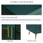 60" Wood TV Stand for 65" TVs - Storage Cabinet, Adjustable Shelves, Gold-Plated Legs, Vintage Medieval Style