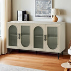 60" Wood TV Stand for 65" TVs - Storage Cabinet, Adjustable Shelves, Gold-Plated Legs, Vintage Medieval Style