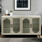 60" Wood TV Stand for 65" TVs - Storage Cabinet, Adjustable Shelves, Gold-Plated Legs, Vintage Medieval Style