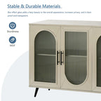 60" Wood TV Stand for 65" TVs - Storage Cabinet, Adjustable Shelves, Gold-Plated Legs, Vintage Medieval Style