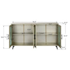 60" Wood TV Stand for 65" TVs - Storage Cabinet, Adjustable Shelves, Gold-Plated Legs, Vintage Medieval Style