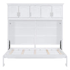 Murphy Bed Foldable Wall Bed Cabinet - Gray MDF & Metal Frame, Pine Slats, 1000lbs Capacity, 8-10" Mattress - Space-Saving Folding Bed, No Box Spring