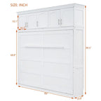 Murphy Bed Foldable Wall Bed Cabinet - Gray MDF & Metal Frame, Pine Slats, 1000lbs Capacity, 8-10" Mattress - Space-Saving Folding Bed, No Box Spring