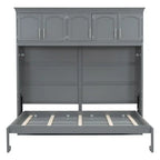 Murphy Bed Foldable Wall Bed Cabinet - Gray MDF & Metal Frame, Pine Slats, 1000lbs Capacity, 8-10" Mattress - Space-Saving Folding Bed, No Box Spring