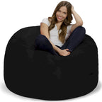 4-Foot Bean Bag Chair - Shredded Memory Foam - Removable Microfiber Cover - 48"x48"x30" - Machine Washable - Double Stitched - 47 lbs - Oversized Lounger