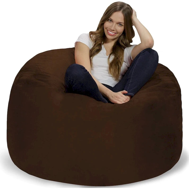 4-Foot Bean Bag Chair - Shredded Memory Foam - Removable Microfiber Cover - 48"x48"x30" - Machine Washable - Double Stitched - 47 lbs - Oversized Lounger
