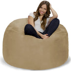 4-Foot Bean Bag Chair - Shredded Memory Foam - Removable Microfiber Cover - 48"x48"x30" - Machine Washable - Double Stitched - 47 lbs - Oversized Lounger