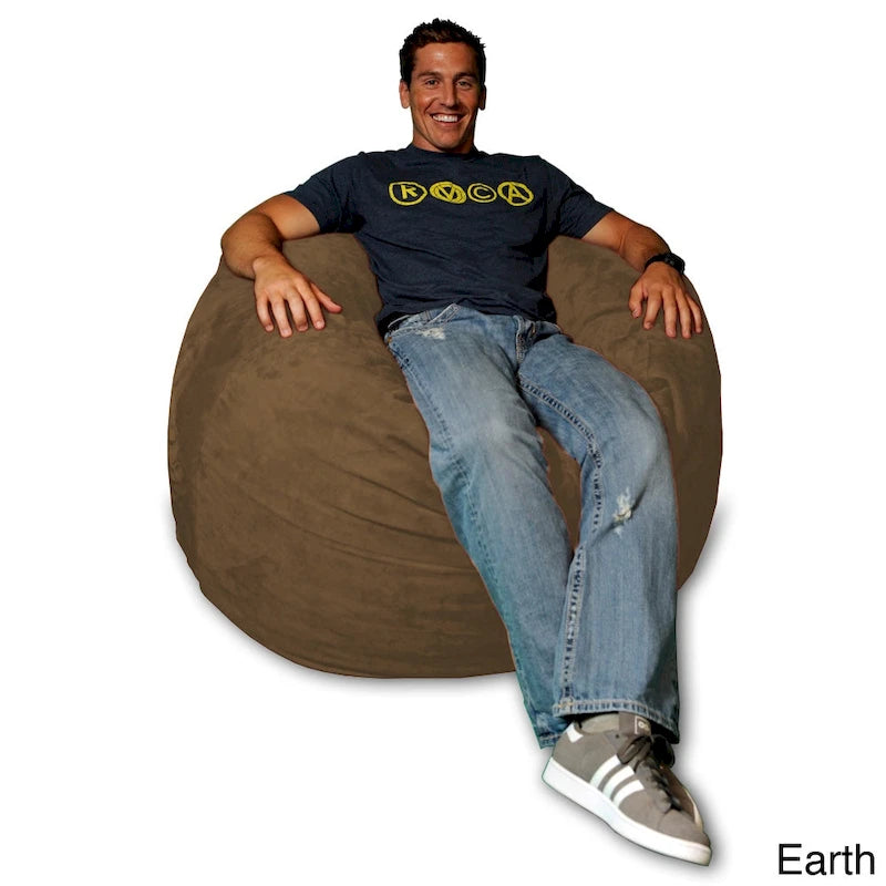 4-Foot Bean Bag Chair - Shredded Memory Foam - Removable Microfiber Cover - 48"x48"x30" - Machine Washable - Double Stitched - 47 lbs - Oversized Lounger