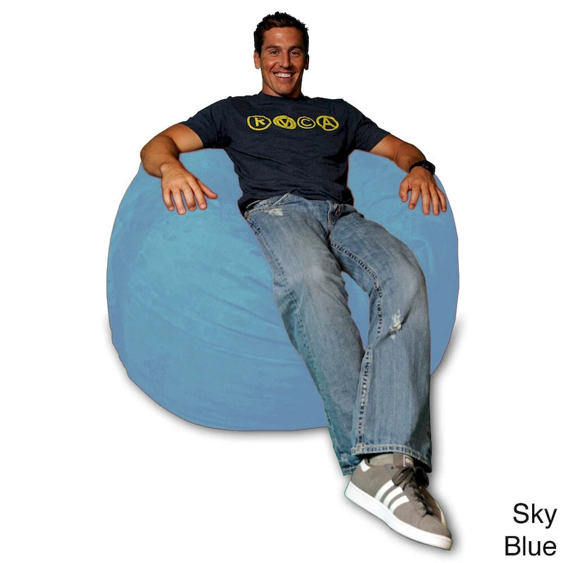 4-Foot Bean Bag Chair - Shredded Memory Foam - Removable Microfiber Cover - 48"x48"x30" - Machine Washable - Double Stitched - 47 lbs - Oversized Lounger