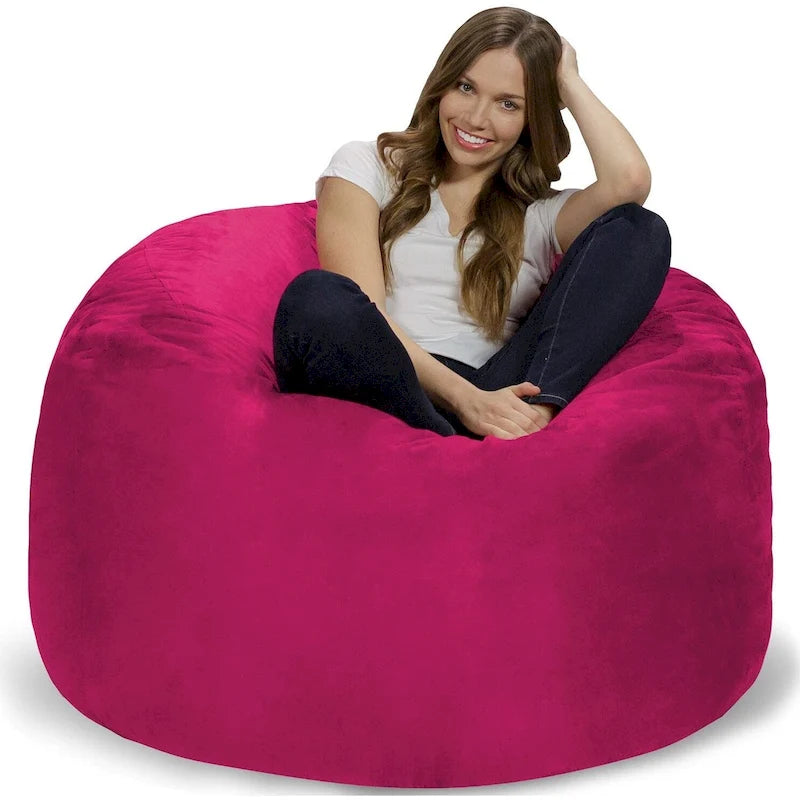 4-Foot Bean Bag Chair - Shredded Memory Foam - Removable Microfiber Cover - 48"x48"x30" - Machine Washable - Double Stitched - 47 lbs - Oversized Lounger