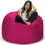 4-Foot Bean Bag Chair - Shredded Memory Foam - Removable Microfiber Cover - 48"x48"x30" - Machine Washable - Double Stitched - 47 lbs - Oversized Lounger