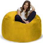 4-Foot Bean Bag Chair - Shredded Memory Foam - Removable Microfiber Cover - 48"x48"x30" - Machine Washable - Double Stitched - 47 lbs - Oversized Lounger