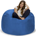 4-Foot Bean Bag Chair - Shredded Memory Foam - Removable Microfiber Cover - 48"x48"x30" - Machine Washable - Double Stitched - 47 lbs - Oversized Lounger