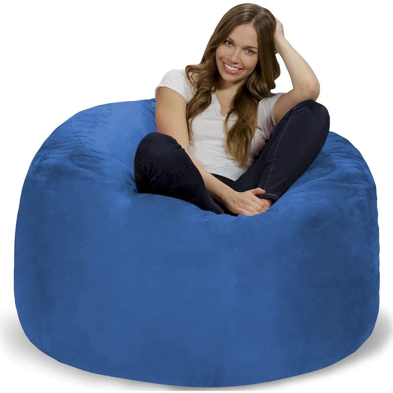4-Foot Bean Bag Chair - Shredded Memory Foam - Removable Microfiber Cover - 48"x48"x30" - Machine Washable - Double Stitched - 47 lbs - Oversized Lounger