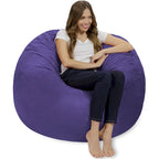 4-Foot Bean Bag Chair - Shredded Memory Foam - Removable Microfiber Cover - 48"x48"x30" - Machine Washable - Double Stitched - 47 lbs - Oversized Lounger