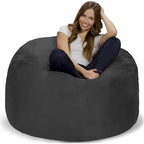 4-Foot Bean Bag Chair - Shredded Memory Foam - Removable Microfiber Cover - 48"x48"x30" - Machine Washable - Double Stitched - 47 lbs - Oversized Lounger