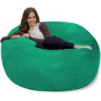 4-Foot Bean Bag Chair - Shredded Memory Foam - Removable Microfiber Cover - 48"x48"x30" - Machine Washable - Double Stitched - 47 lbs - Oversized Lounger