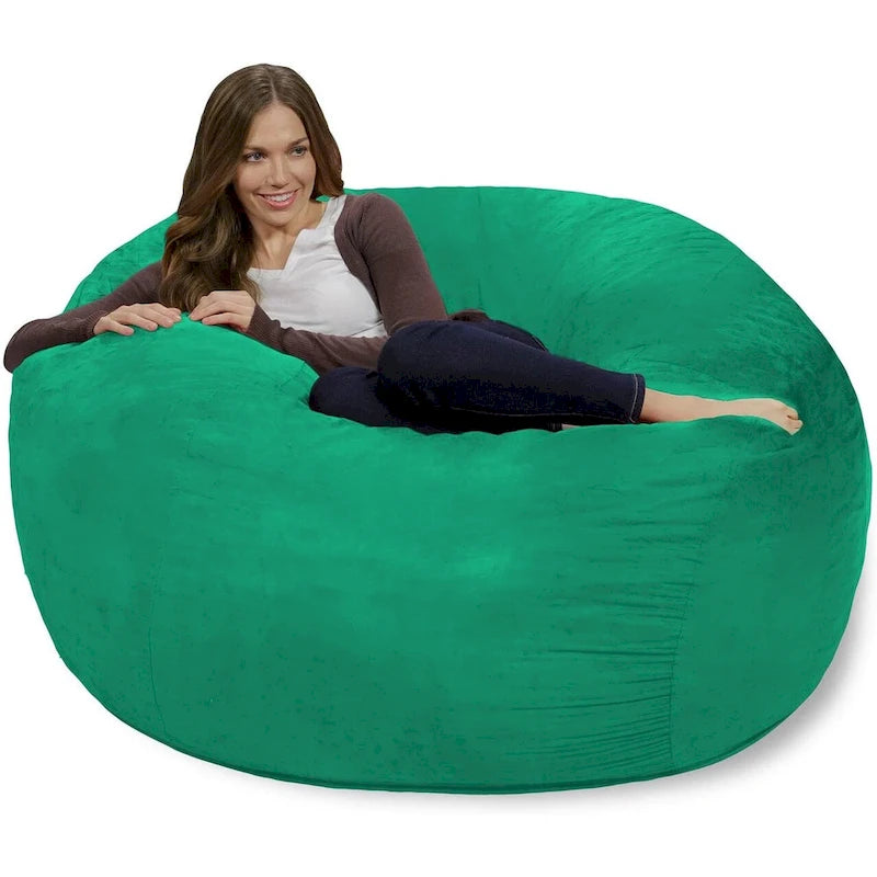 4-Foot Bean Bag Chair - Shredded Memory Foam - Removable Microfiber Cover - 48"x48"x30" - Machine Washable - Double Stitched - 47 lbs - Oversized Lounger