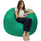 4-Foot Bean Bag Chair - Shredded Memory Foam - Removable Microfiber Cover - 48"x48"x30" - Machine Washable - Double Stitched - 47 lbs - Oversized Lounger