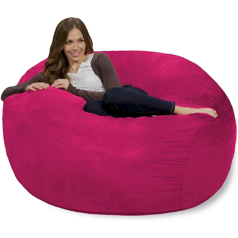 4-Foot Bean Bag Chair - Shredded Memory Foam - Removable Microfiber Cover - 48"x48"x30" - Machine Washable - Double Stitched - 47 lbs - Oversized Lounger