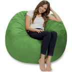 4-Foot Bean Bag Chair - Shredded Memory Foam - Removable Microfiber Cover - 48"x48"x30" - Machine Washable - Double Stitched - 47 lbs - Oversized Lounger