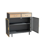 Modern Sideboard Storage Cabinet with 3 Drawers & 2 Doors, Dark Gray Iron & Wood Buffet Table