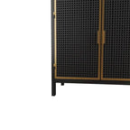 Modern Sideboard Storage Cabinet with 3 Drawers & 2 Doors, Dark Gray Iron & Wood Buffet Table