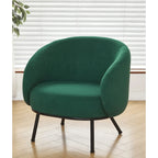 Mid-Century Barrel Back Accent Chair - Velvet Upholstery - Metal Legs - 28.74"W x 26.77"D x 28.35"H - Dense Foam - Easy Assembly - Multiple Colors
