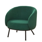 Mid-Century Barrel Back Accent Chair - Velvet Upholstery - Metal Legs - 28.74"W x 26.77"D x 28.35"H - Dense Foam - Easy Assembly - Multiple Colors