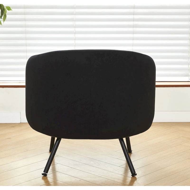 Mid-Century Barrel Back Accent Chair - Velvet Upholstery - Metal Legs - 28.74"W x 26.77"D x 28.35"H - Dense Foam - Easy Assembly - Multiple Colors