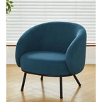 Mid-Century Barrel Back Accent Chair - Velvet Upholstery - Metal Legs - 28.74"W x 26.77"D x 28.35"H - Dense Foam - Easy Assembly - Multiple Colors