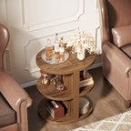 3-Tier Rustic Brown Semi Circle Side Table