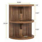 3-Tier Rustic Brown Semi Circle Side Table