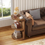 3-Tier Rustic Brown Semi Circle Side Table