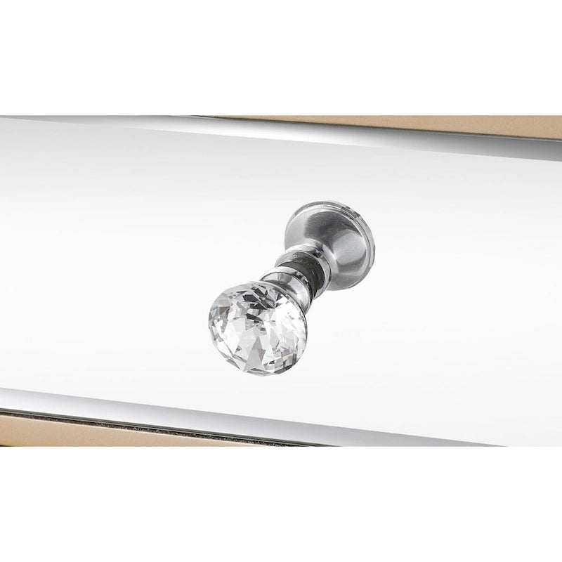 Mirrored Nightstand with 3 Drawers, Champagne Gold Bedside Table, 19.7"W x 15"D x 26"H Storage Cabinet